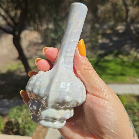 Okinawa Iridescent Pearlescent Bud Vase‎ Bottle with Pearl Accent 80s Vintage - Picture 7 of 9